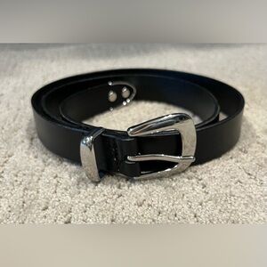 Madewell Leather Belt - black and silver, size medium